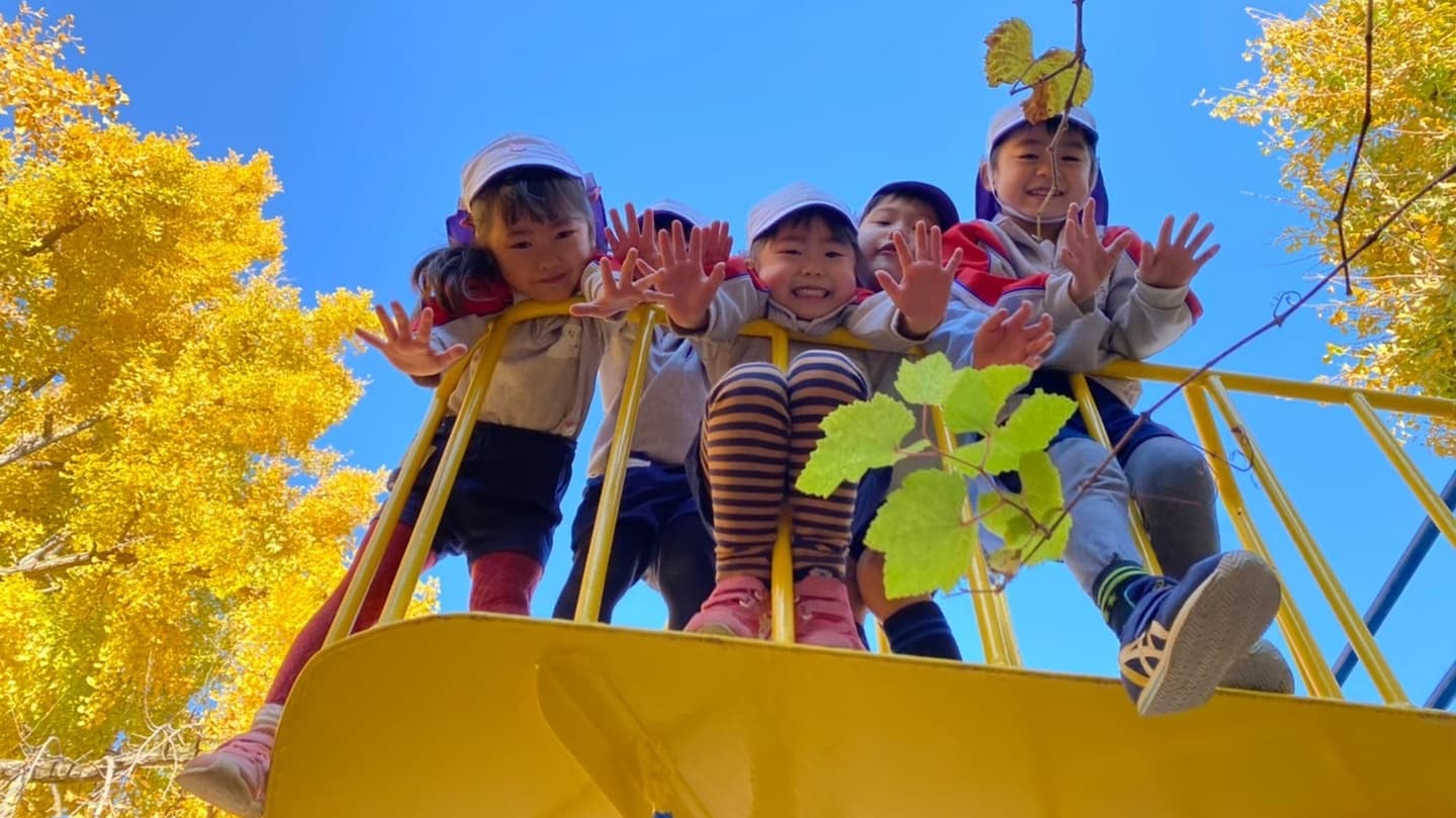子どもたちと銀杏の木