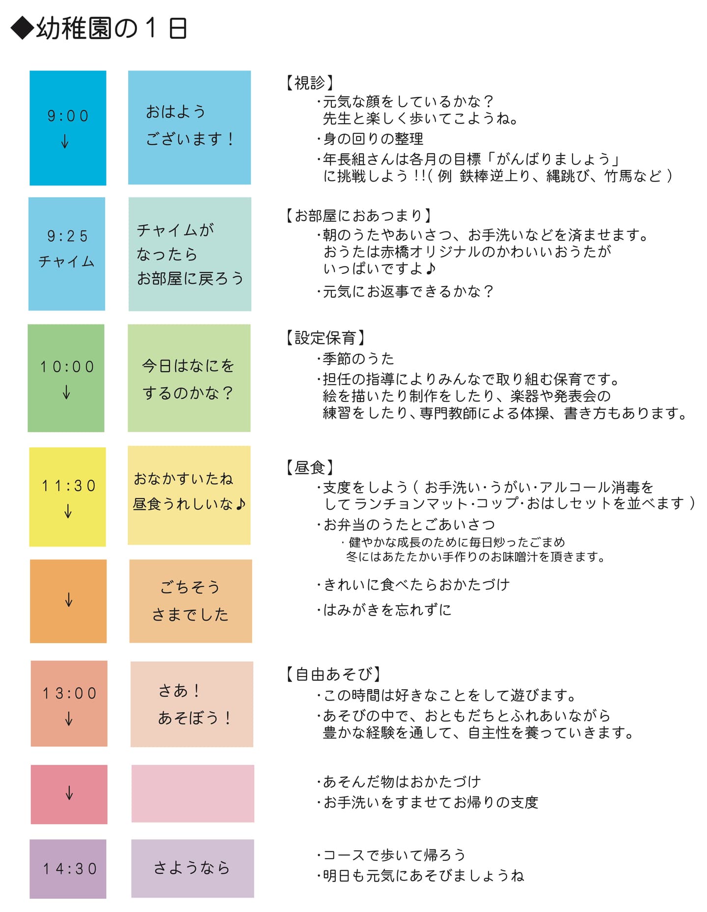 赤橋幼稚園の1日